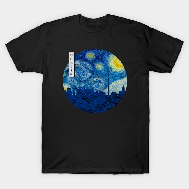 Dublin Van Gogh Starry Night Circle T-Shirt by Ferrazi